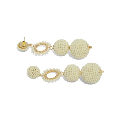 White beaded drop earrings